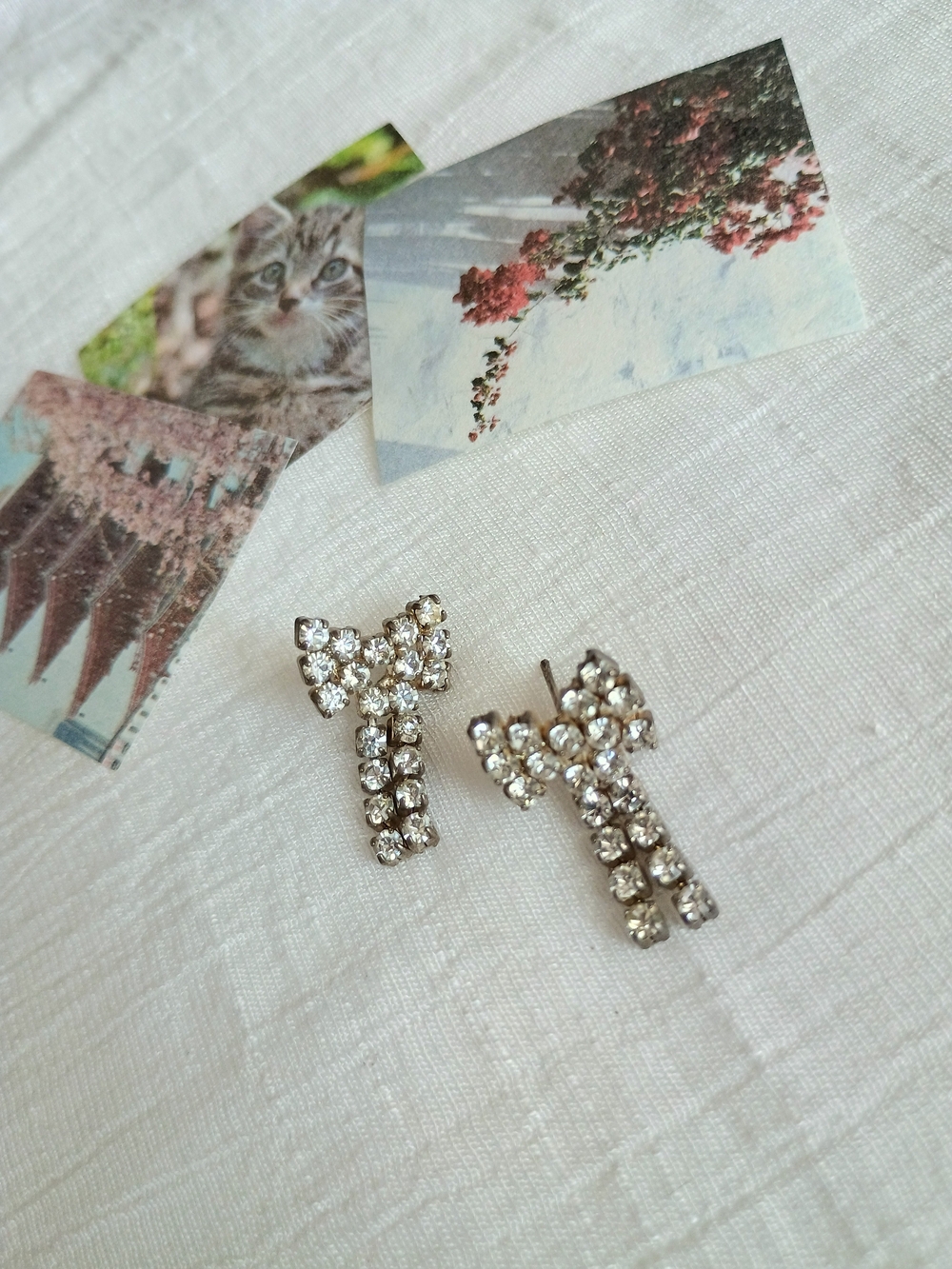 🎀 BOW CORE 🎀 TRU VTG Classic MCM Rhinestone Bow Earrings, Coquette Fashion